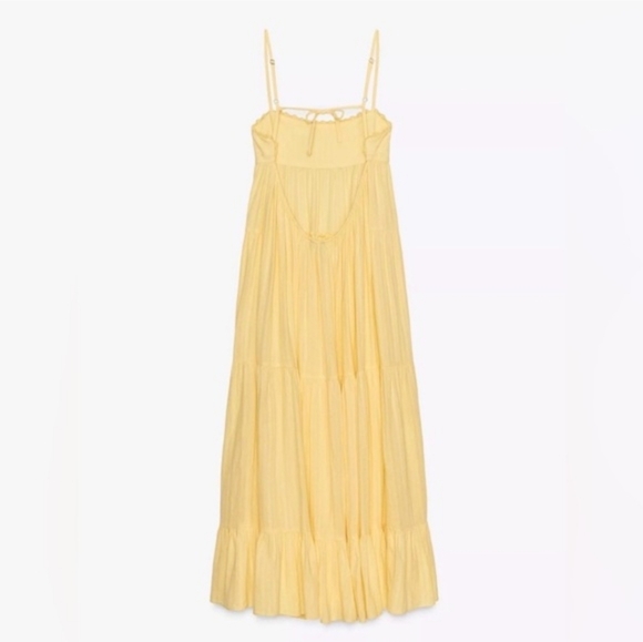 ZARA OPEN BACK MAXI DRESS YELLOW SIZE XL - Picture 9 of 11